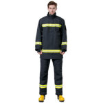 XYEHS 250G/M² Double Aramid IIIA Fabric Firefighting Suit w/ Jacket & Pants, DRD Drag Device, Three-Layer Design, PTFE, Flame Retardant Viscose, Anti-Static Fiber