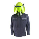 XYEHS 280±10GSM 13Cal Arc Flash Flame Retardant Anti-Static Protective Suit Kit with Jacket Pants Hood Safety Apparel, Acrylic Cotton-Aramid Blend Fabric