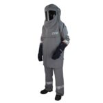 XYEHS 238GSM 30Cal Flame Retardant Arc Flash Protective Suit Safety Apparel Kit with Gown Hood Gloves Foot Covers, Tecasafe Plus 700 Fabric