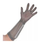 XYEHS 316 Stainless Steel Chainmail Long-Cuff Five Finger Glove With Width Spring Strap, Ambidextrous