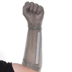 XYEHS 316 Stainless Steel Chainmail Long-Cuff Five Finger Glove With Width Spring Strap, Ambidextrous - Image 2