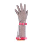 XYEHS 316 Stainless Steel 15CM Long Cuff Five Finger Glove With Textile/Plastic Strap, Ambidextrous