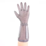 XYEHS 316 Stainless Steel 15CM Long-Cuff Five Finger Glove With Spring Strap, Ambidextrous - Image 2