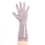 XYEHS 316 Stainless Steel Chainmail Long-Cuff Five Finger Glove With Hook Strap, Ambidextrous - Image 2