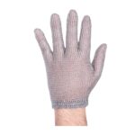 XYEHS 316 Stainless Steel Chainmail Short Five Finger Glove With Spring/Hook Strap, Ambidextrous