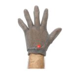 XYEHS 316 Stainless Steel Chainmail Short Five Finger Glove With Wide Spring, Ambidextrous