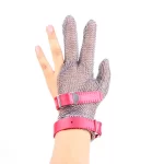 XYEHS 316 Stainless Steel Chainmail Three-Finger Short Glove With Textile/Plastic Strap, Ambidextrous - Image 3