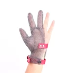XYEHS 316 Stainless Steel Chainmail Three-Finger Short Glove With Textile/Plastic Strap, Ambidextrous - Image 4
