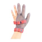 XYEHS 316 Stainless Steel Chainmail Three-Finger Short Glove With Textile/Plastic Strap, Ambidextrous