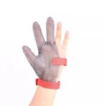 XYEHS 316 Stainless Steel Chainmail Three-Finger Short Glove With Textile/Plastic Strap, Ambidextrous - Image 2