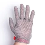 XYEHS 316 Stainless Steel Chainmail Short Five Finger Glove With Nylon Textile/Plastic Strap, Ambidextrous - Image 2