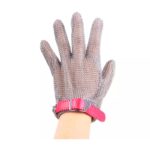 XYEHS 316 Stainless Steel Chainmail Short Five Finger Glove With Nylon Textile/Plastic Strap, Ambidextrous