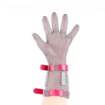 XYEHS 316 Stainless Steel 8CM Long Cuff Five Finger Glove With Nylon Textile/Plastic Strap, Ambidextrous - Image 2
