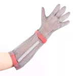 XYEHS 316 Stainless Steel Chainmail 22CM Long Cuff Five Finger Glove With Nylon Textile/Plastic Strap, Ambidextrous - Image 2