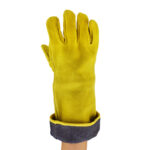 XYEHS XU9508 EN407 Certified Cowhide Welding Gloves with Kevlar Reinforcement - 40cm Golden Yellow for Heat Protection - Image 2