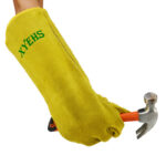 XYEHS XU9508 EN407 Certified Cowhide Welding Gloves with Kevlar Reinforcement - 40cm Golden Yellow for Heat Protection