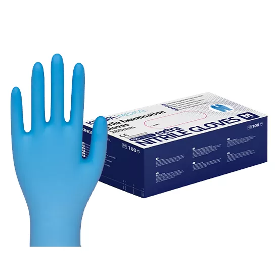 XYEHS KG1101 11" Extra Strong Disposable Industrial Nitrile Safety Gloves, Anti-Static, Beaded Cuff, Powder Free, Latex Free, Silicon-Free