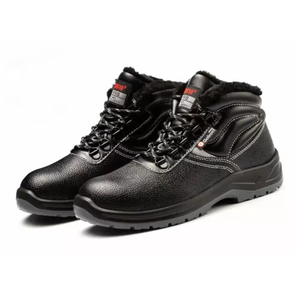 XYEHS GB-1723M Split Cow Leather & Artificial Woof Mid-Top Safety Work Shoes with Steel Toe Cap & Steel Plate, Cold Resistant, Impact & Puncture Resistant Work Sneakers, Anti-Skidding Footwear, Dual-Density PU Outsole, High-Density Mesh