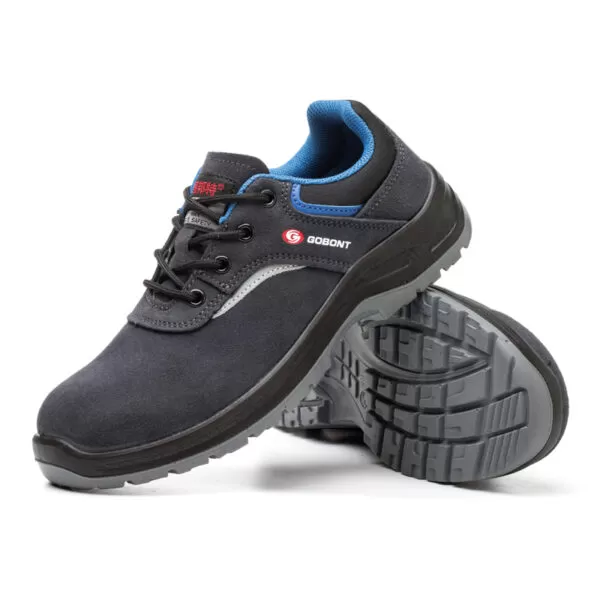 XYEHS GB-2105 Suede Cow Leater Safety Work Shoes, Impact Resistant Steel Toe Cap, Aramid Puncture Resistant Work Sneakers, Anti-Slip Footwear, Dual-Density PU Outsole