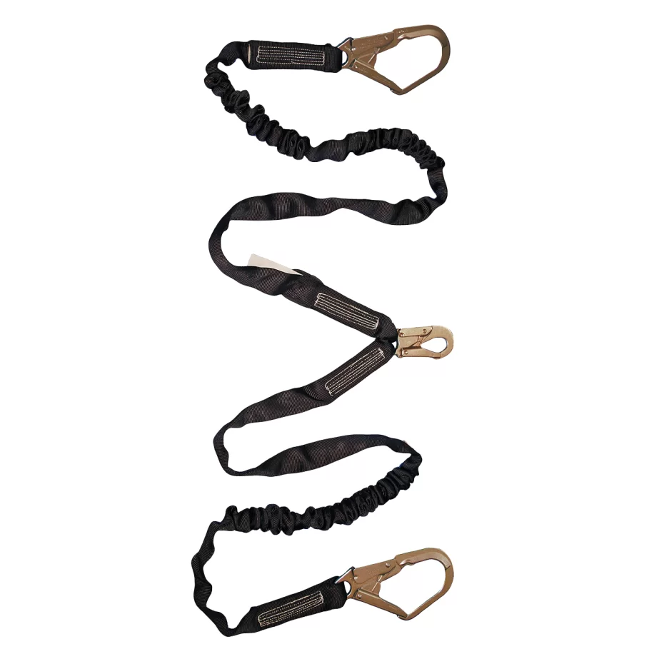 XYEHS EPI-21001A 6ft Double Leg Internal Shock Absorbing Safety Fall Protection Lanyard with Dual Pelican Rebar & Snap Hook, Heavy-Duty Webbing - Image 1