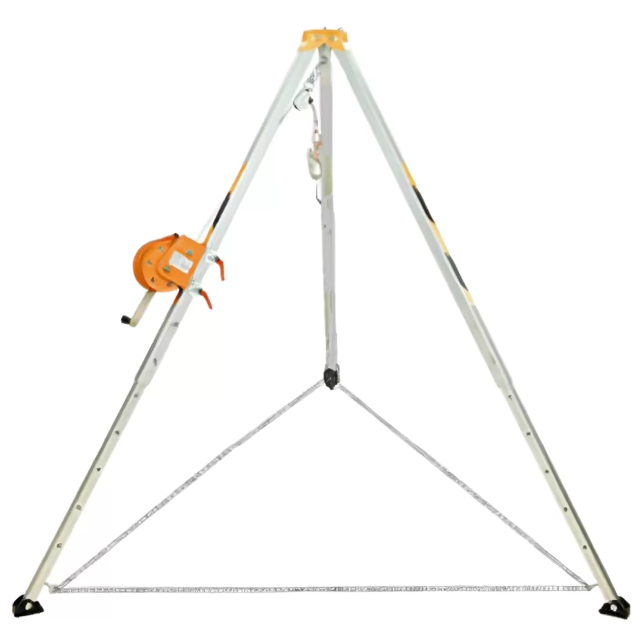 XYEHS EPI-T Adjustable Fall Protection Confined Space Rescue Kit with Tripod, 60' Galvanized Steel SRL, Central & Side Anchor, Stainless Steel Pulley - Image 1